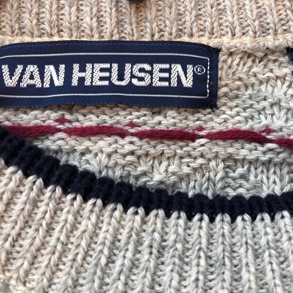 Men's Vintage 80's Van Heusen Multi Colored Dot Textured Knit Sweater Size M - Picture 7 of 10